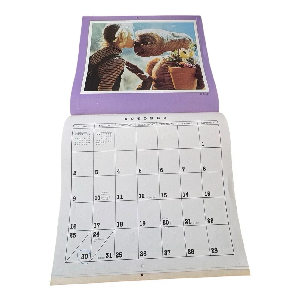 1983 E.T. The Extra-Terrestrial Calendar Vintage Movie‎ Collectible